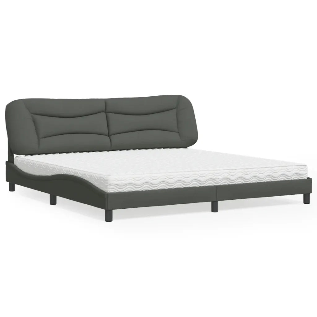 Letto con Materasso Hvar Grigio Scuro 200x200 cm in Tessuto