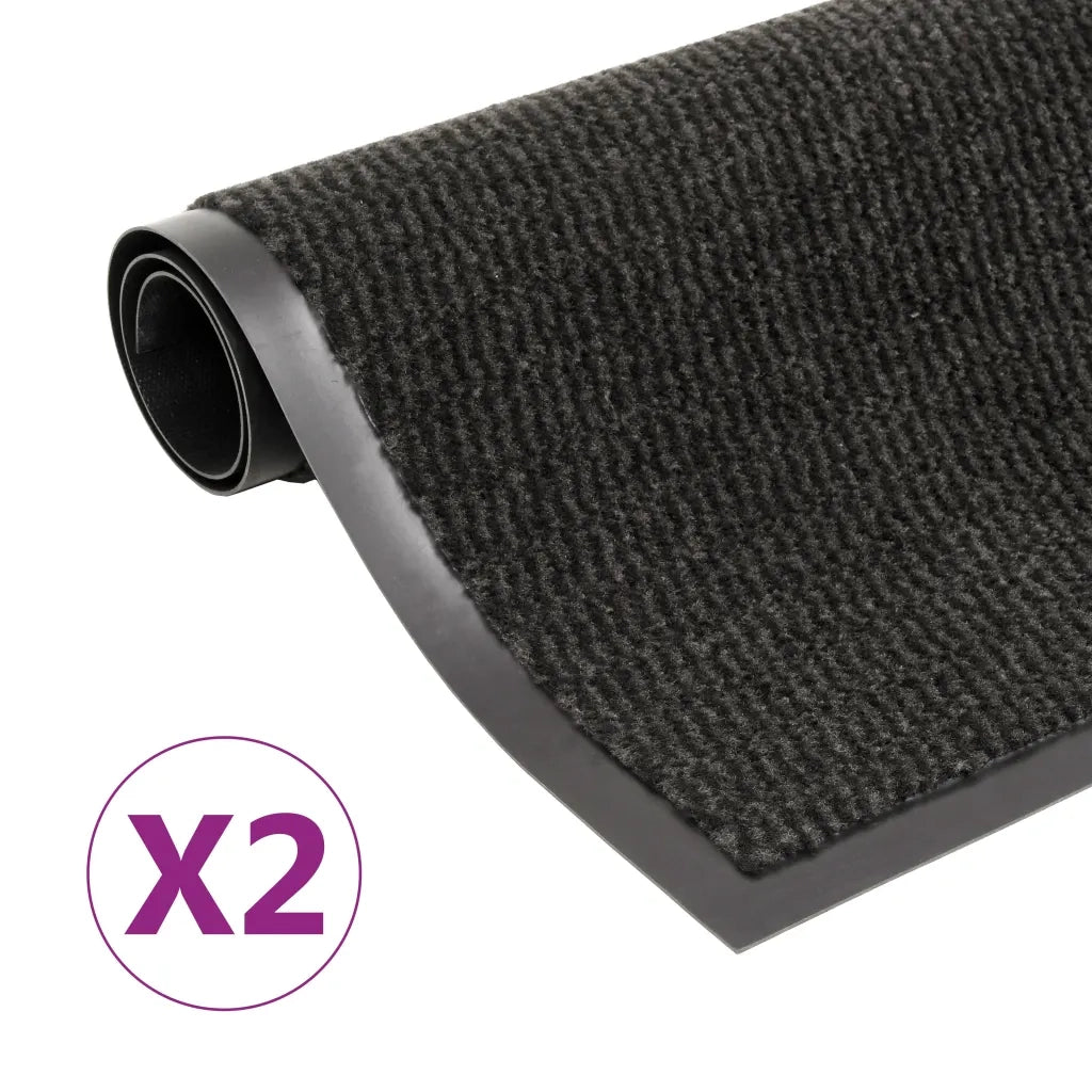 Tappeti Antipolvere 2 pz Rettangolari Trapuntati 90x150 cm Neri cod mxl 53537
