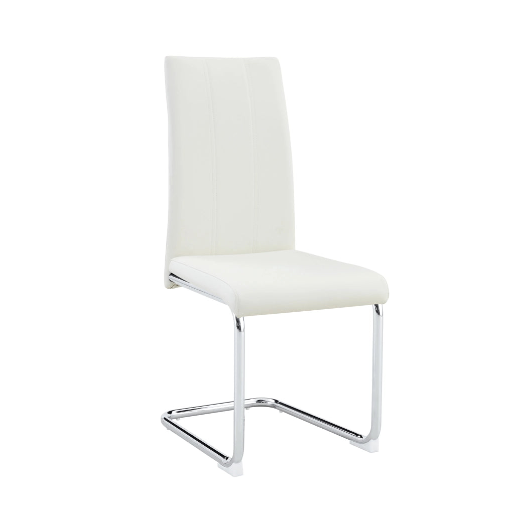 Sedie da Pranzo Imbottite in Ecopelle ¨C MINIMAL ¨C Bianche, Gambe in Metallo, Set 2 Pezzi