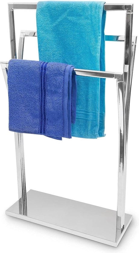 Asciugamani appoggiatori per bagno - Stante libero - 3 gambe - Acciaio inossidabile - Bagno - 86x50x20 cm - Asciugamani appoggiatori in argento