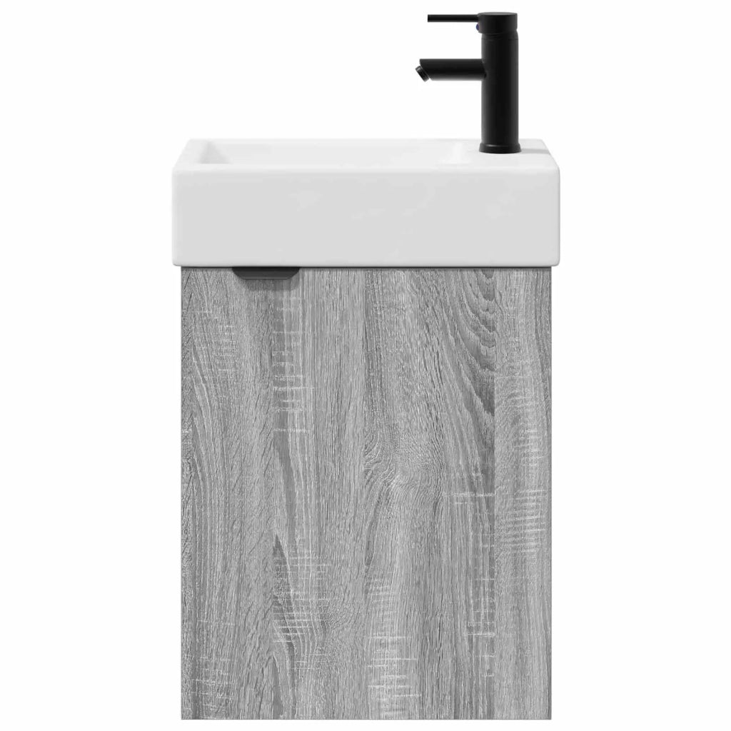 Mobile bagno con rubinetto Sonoma grigio 45,5 x 22,5 x 84 cm