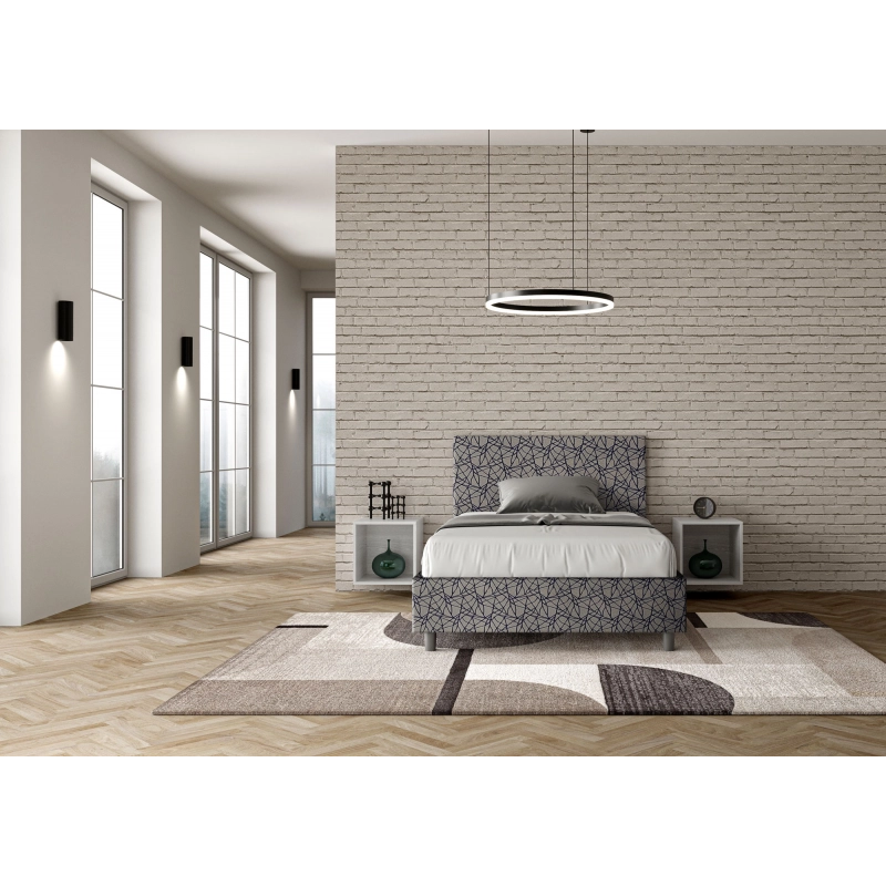 Letto imbottito 1 piazza e mezza 120x190 cm tessuto Era Adele - Senza rete,Blu