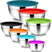 Set di cottura 7 pezzi - acciaio inox laccato - coperchio ermetico - cottura, bollitura, servizio - ripiegabile - salutare - 65 45 27 25 15 12 07 L - colorato