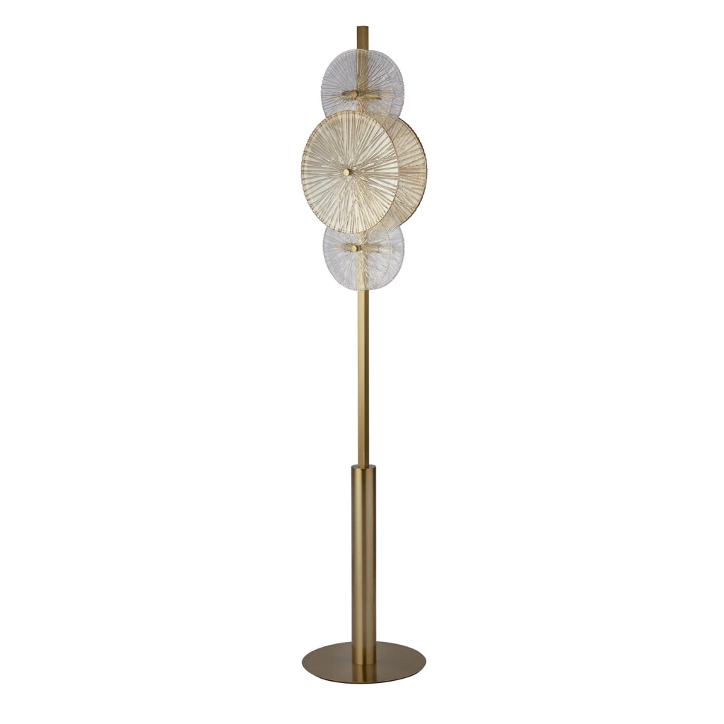 Piantana Contemporaneo Wagon Wheel Acciaio Adjustable Vetro 6 Luci G9