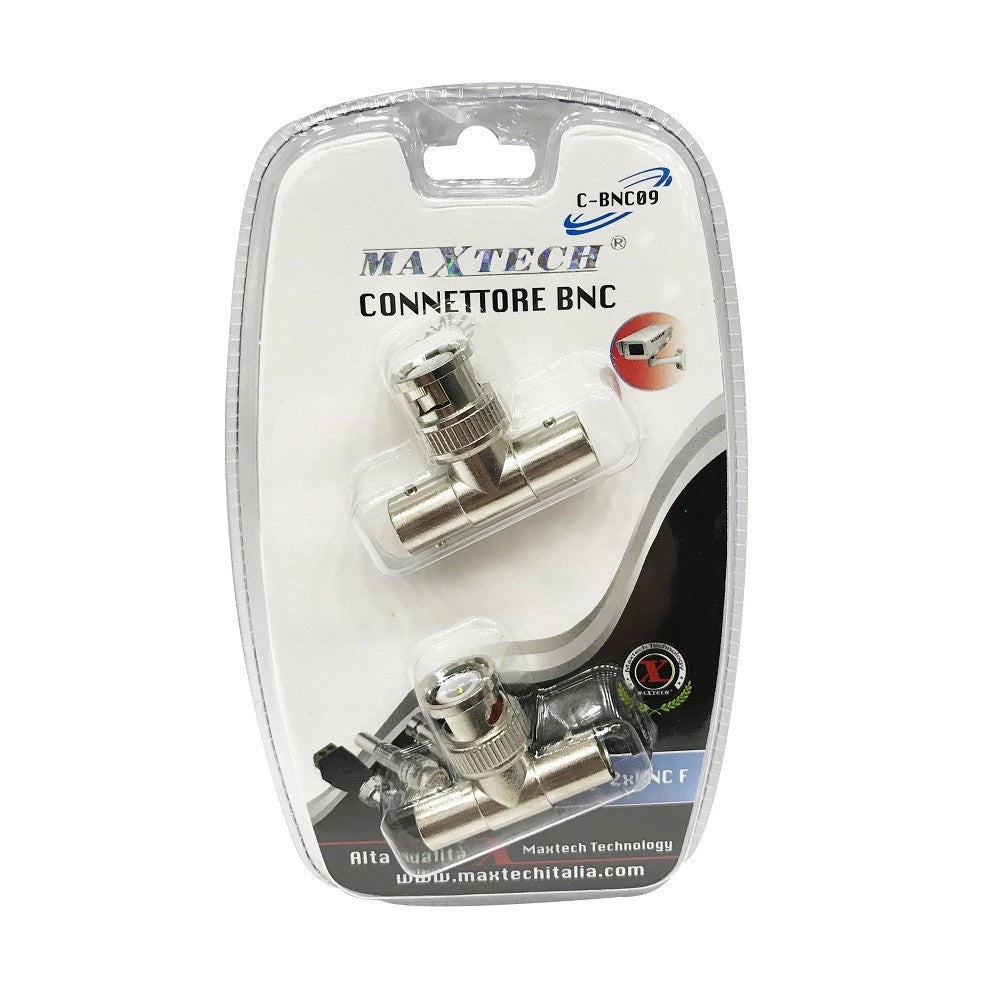 Trade Shop - Connettore Bnc A T Maschio A Doppia Femmina Adattatore Videosorveglianza Maxtech C-bnc09 -