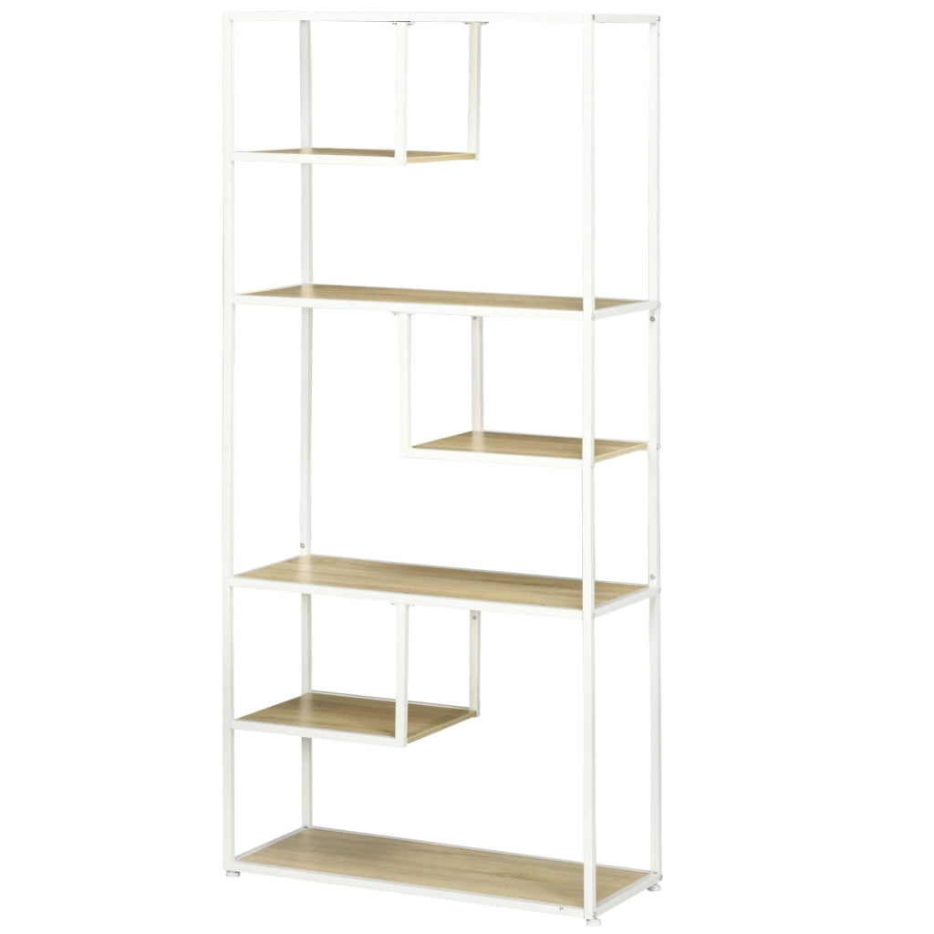Libreria con Ripiani in Melamina e Struttura Metallo ¨C ZephMum ¨C 83x34x180 cm Robe e Bianco