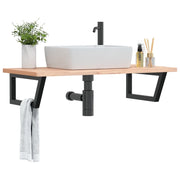 vidaXL Ripiano a Parete per Lavabo in Acciaio e Massello di Faggio