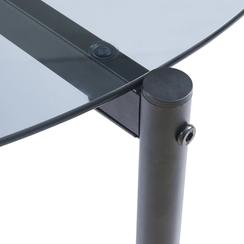 Tavolino da Salotto Ulökantaa con Piano Rotondo in Vetro Fumé - Grigio [en.casa]