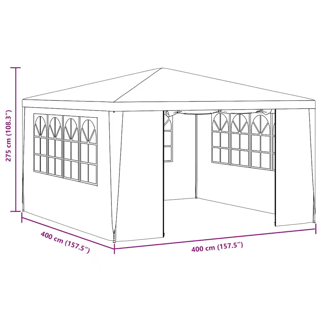 Gazebo Professionale con Pareti 4x4 m Blu 90 g/m² 48526