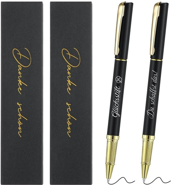 Stilo di fortuna - Penna stilografica - Regalo per colleghi - Ringraziamento - Regalo di addio - Design nero/oro - Prestigio professionale