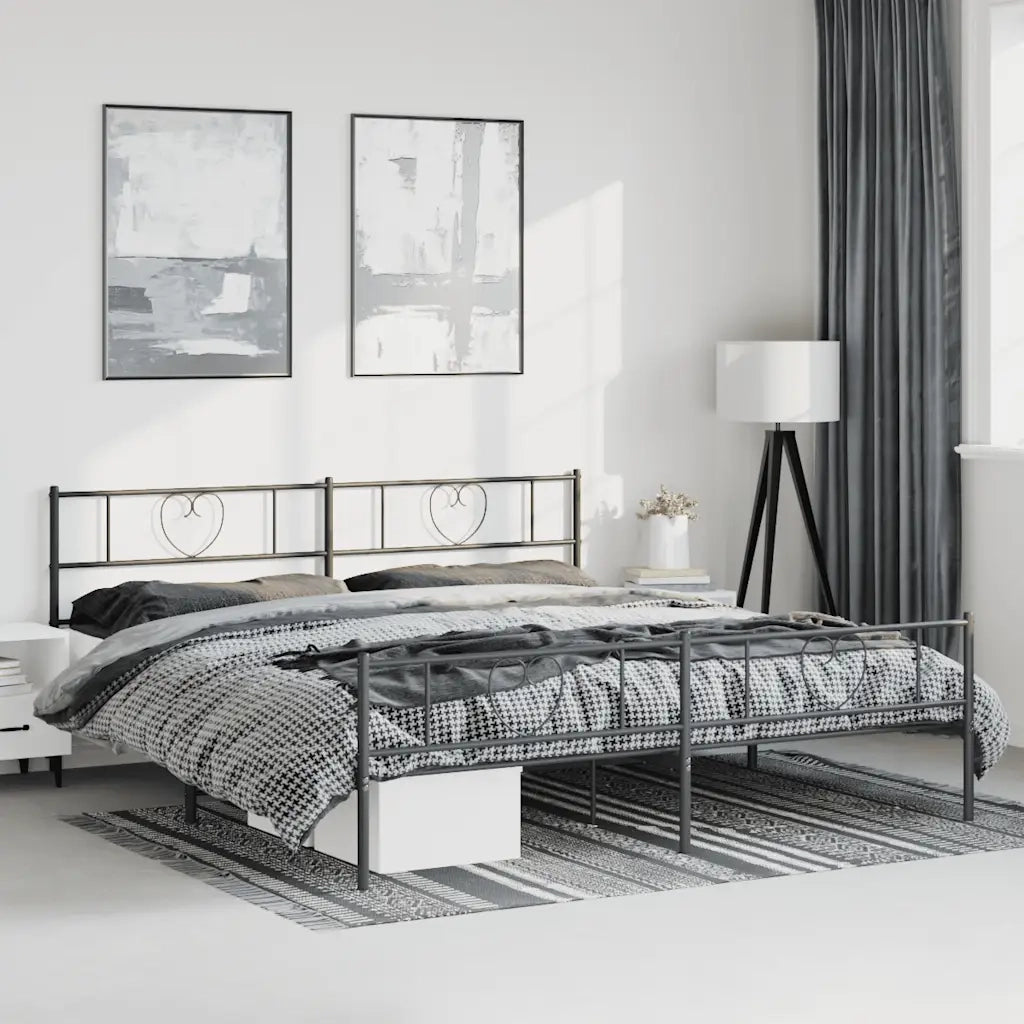 Giroletto con Testiera e Pediera Metallo Nero 183x213 cm 355486
