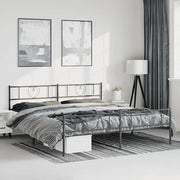 Giroletto con Testiera e Pediera Metallo Nero 183x213 cm 355486