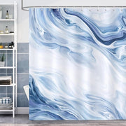 Douchegordijn in Marmo Blu e Bianco 180 x 180 cm - Impermeabile e Resistente alla Muffa