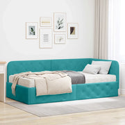 Cornice del letto ad angolo Turchese 100 x 200 cm Velluto
