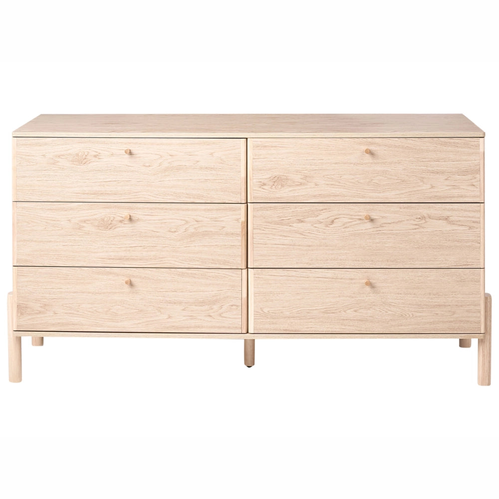 Cassettiera a 6 cassetti in legno massello con gambe in legno massello marrone chiaro stile scandinavo moderno credenza per soggiorno