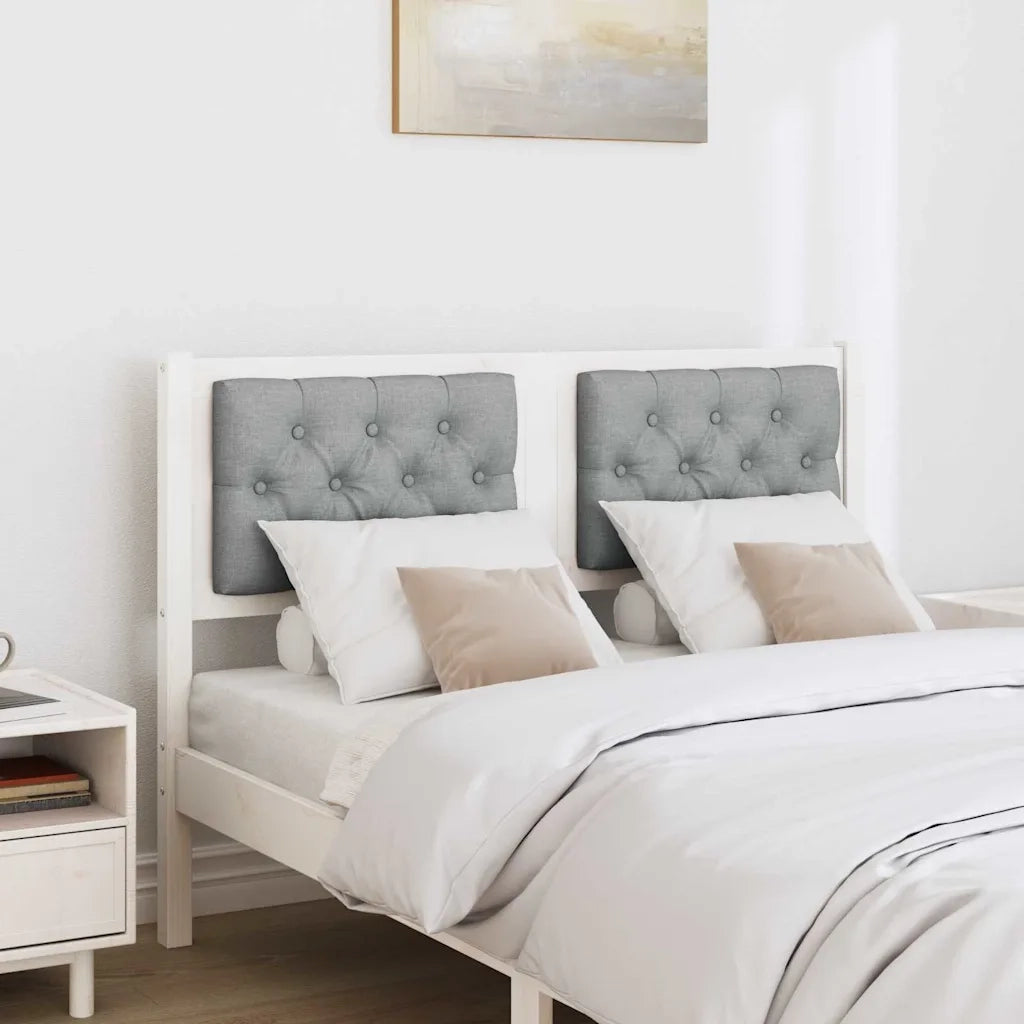 Testiera | Testata Bianco e grigio chiaro 135 cm Legno di pino massello