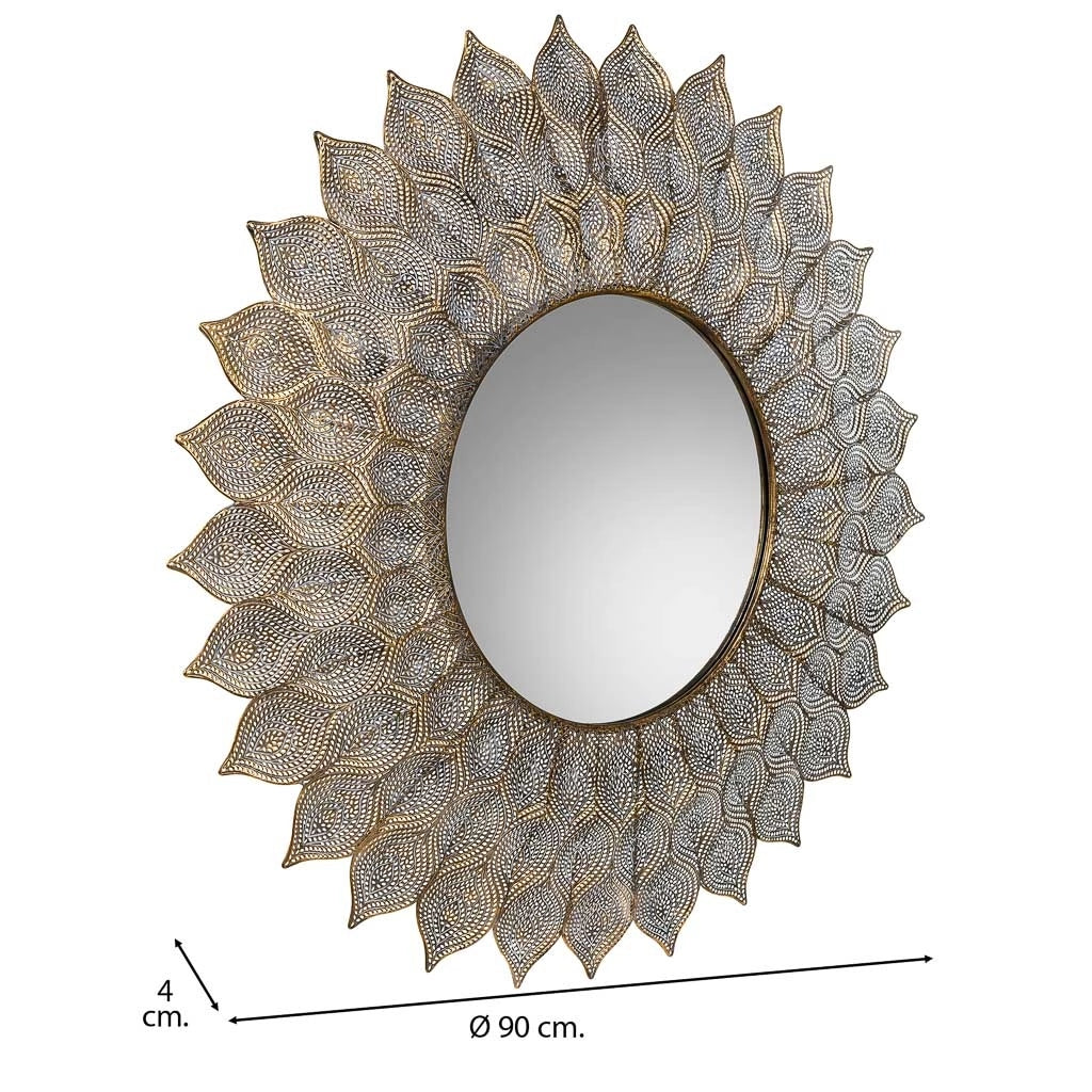 Specchio da parete in metallo dorato 90x4x90h