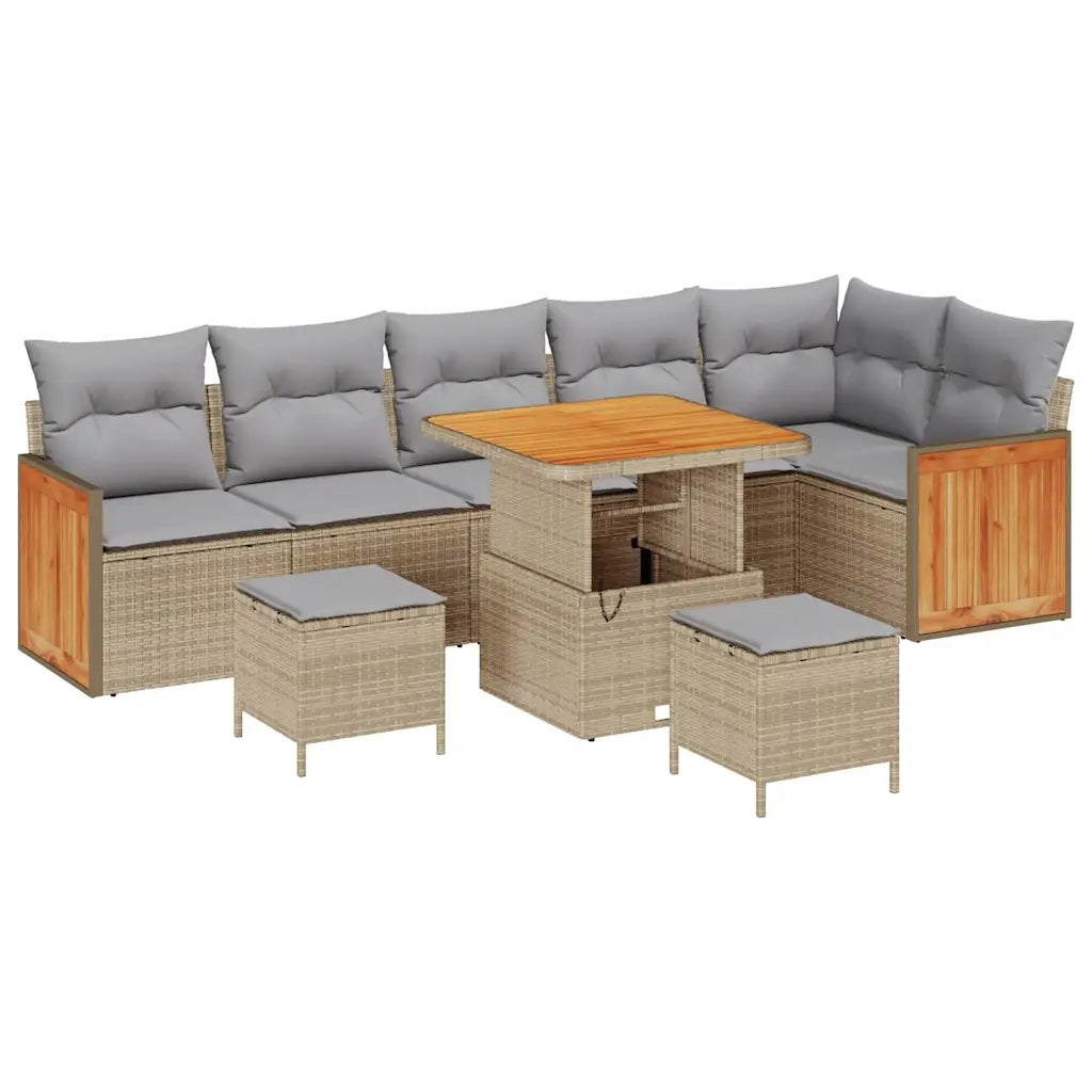 Set Divano da Giardino 11 pcs Beige e Grigio Chiaro polyrattan 3365272