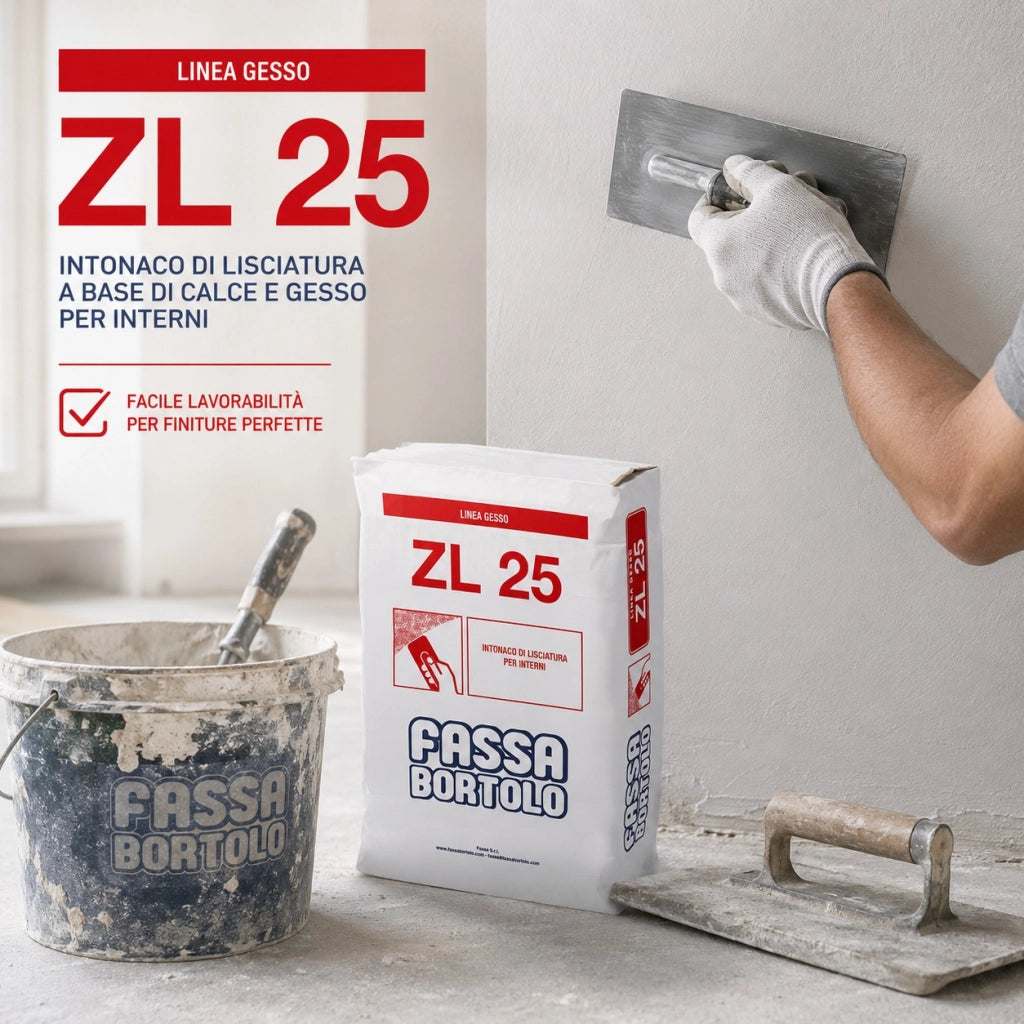 Fassa zl 25 intonaco di lisciatura a base di calce e gesso per interni 25 kg