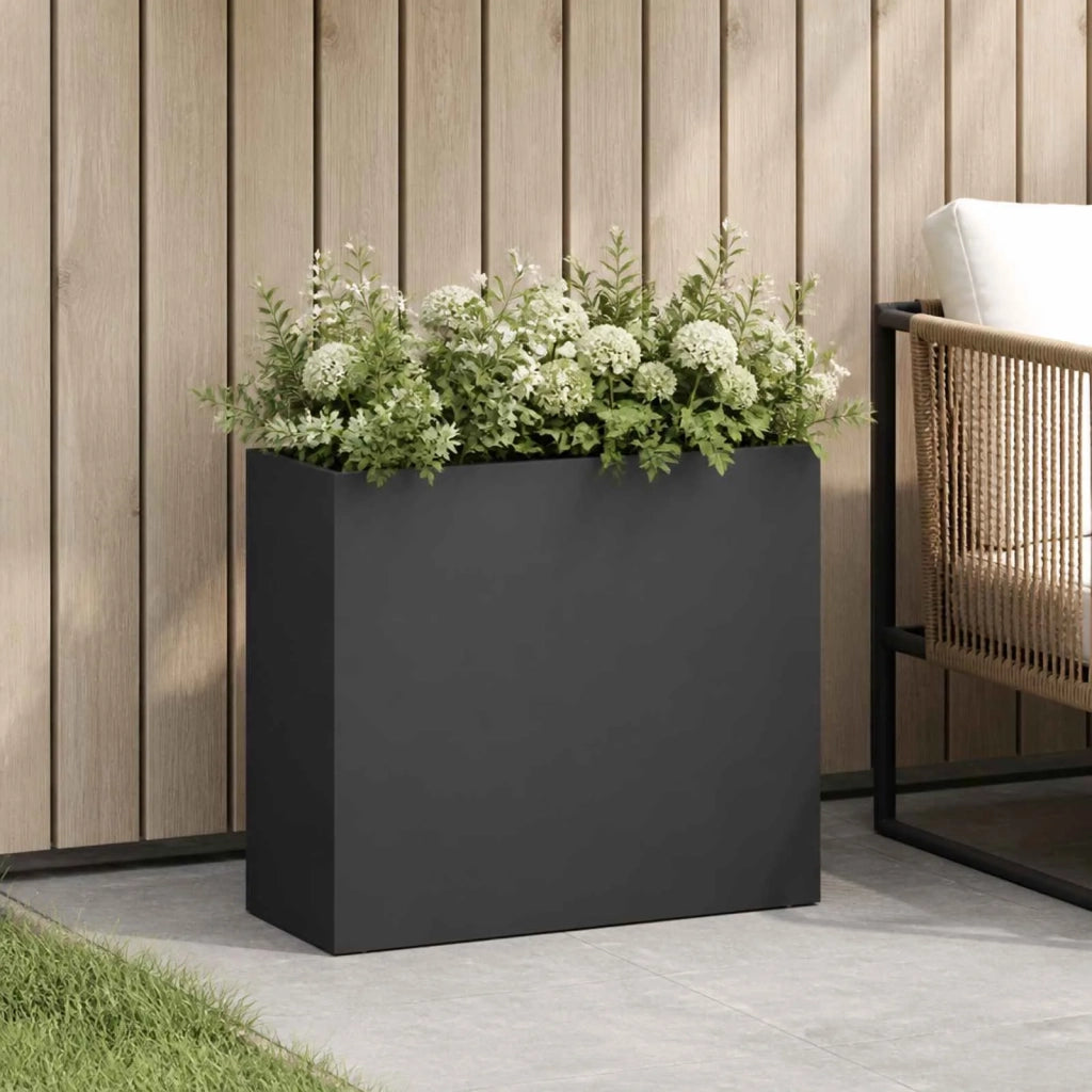 Vaso da giardino Nero 50 x 20 x 40 cm Acciaio laminato a freddo 8005442