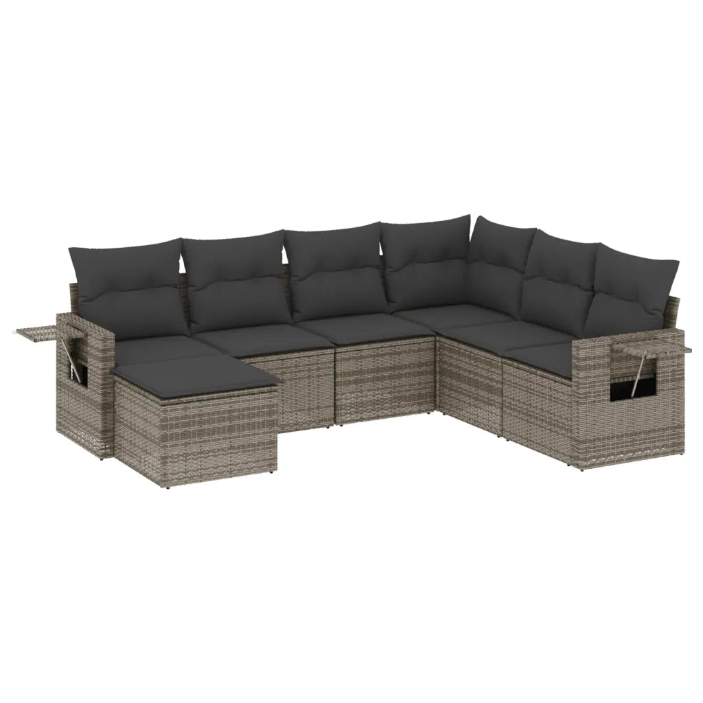 Set Divani da Giardino 7 pz con Cuscini Grigio in Polyrattancod mxl 114459