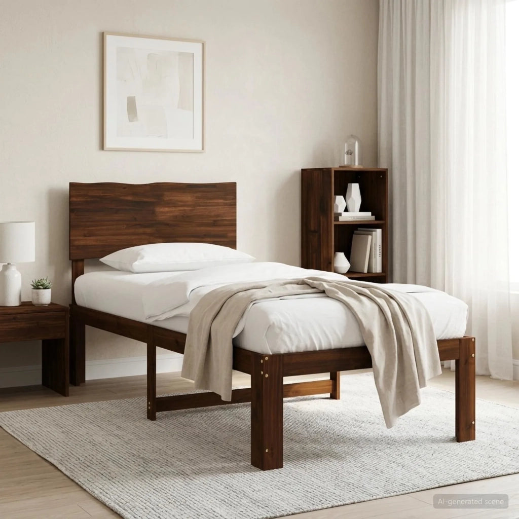 Letto Singolo con Testiera ROSTOCK Marrone Scuro 100 x 200 cm 903332
