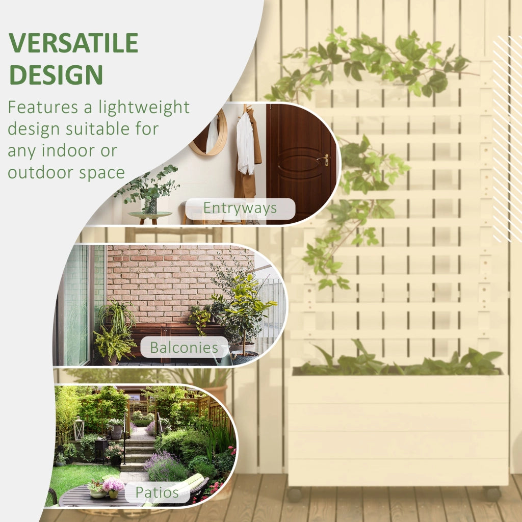 Fioriera da Esterno 76x30x155 cm con Grigliato per Rampicanti in Legno Bianco