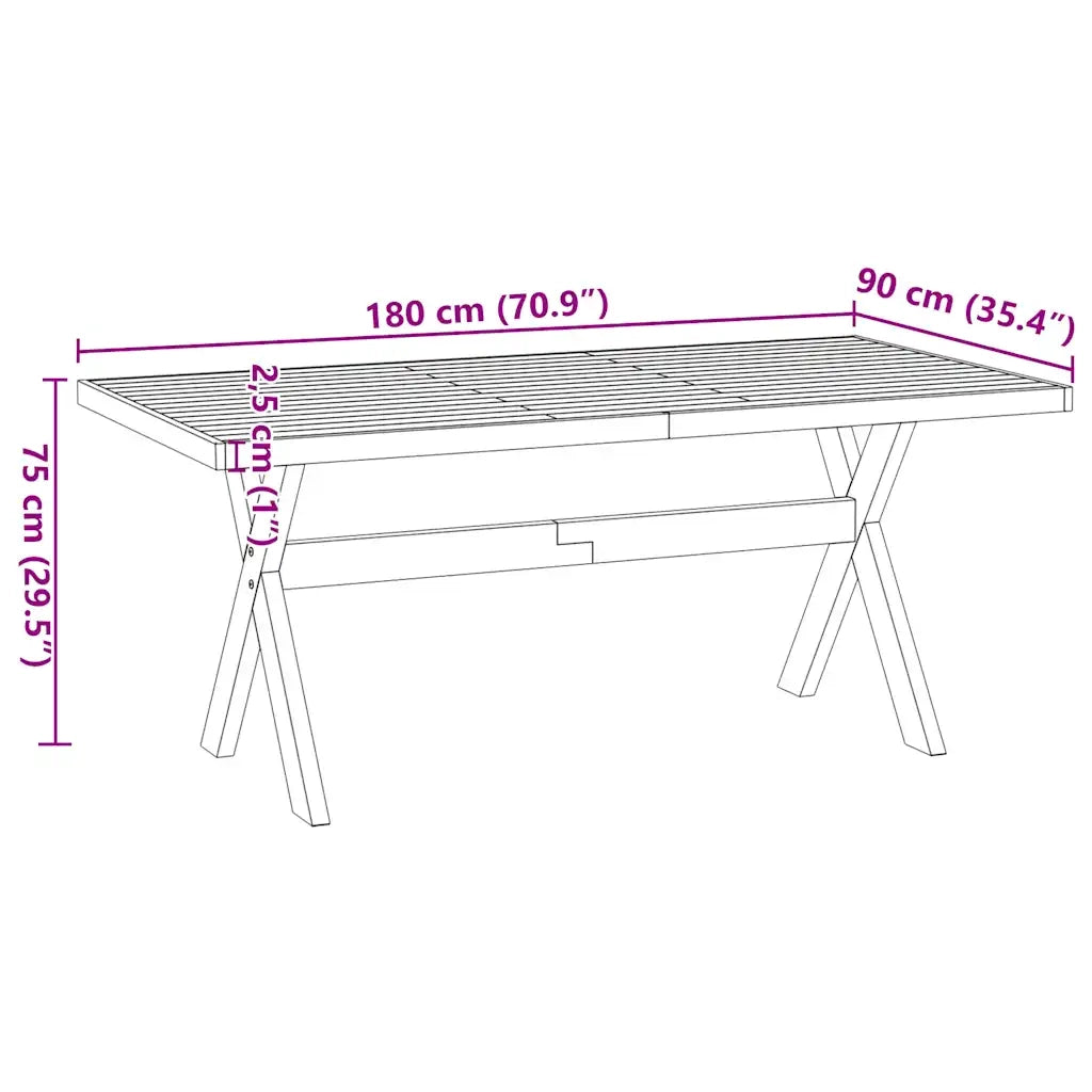 Tavolo Pranzo NOAIN Gambe a Forma X 180x90x75 cm Legno Massello 4100046