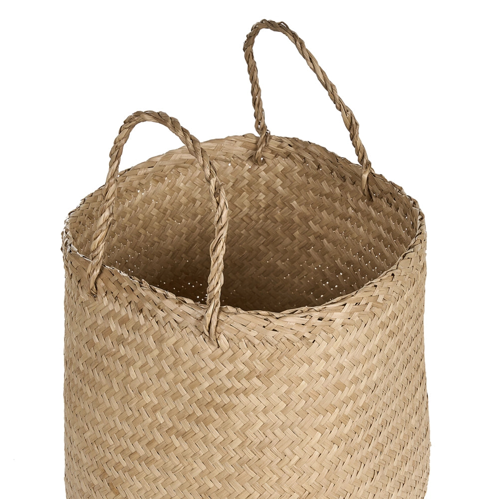 Set di 2 cestini in seagrass naturale con manici intrecciati a mano Decorazione di accessori per la casa in stile bohémien