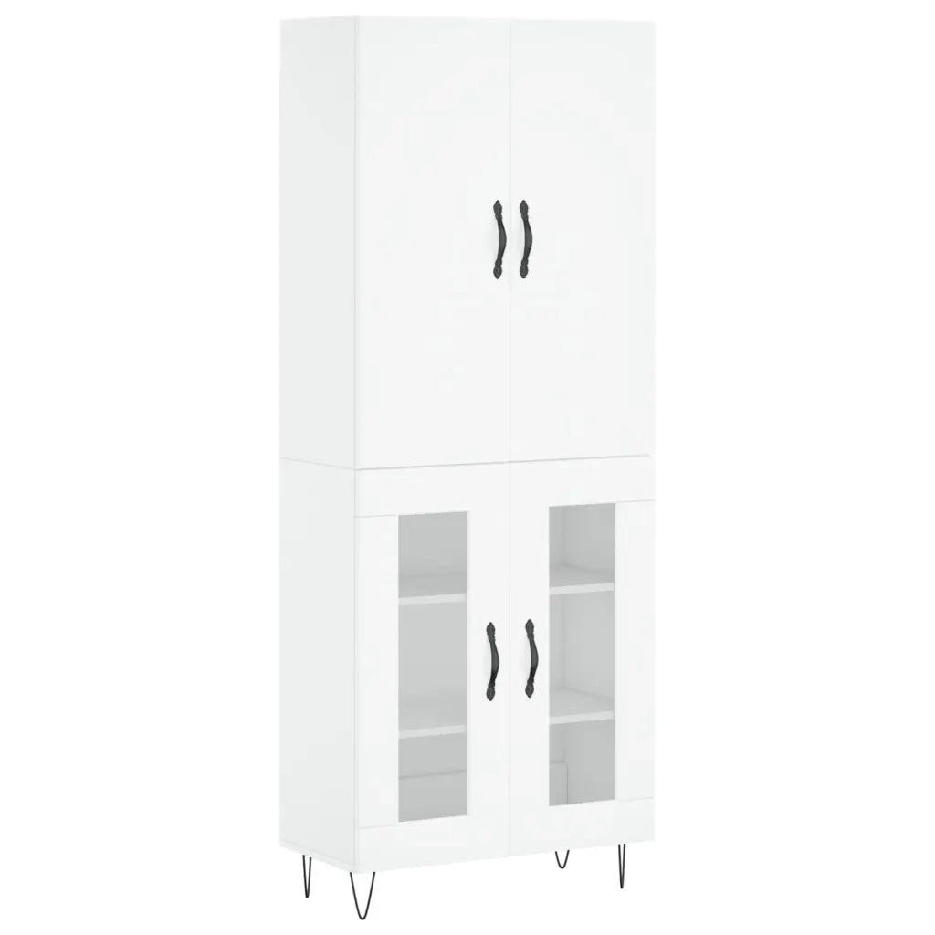 Credenza-Buffet-Armadio da cucina Bianca 69,5x34x180 cm in Legno Multistrato 293074