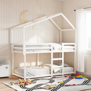 Letto a Castello con Tetto Bianco 90x200 cm in Legno di Pino 3282037