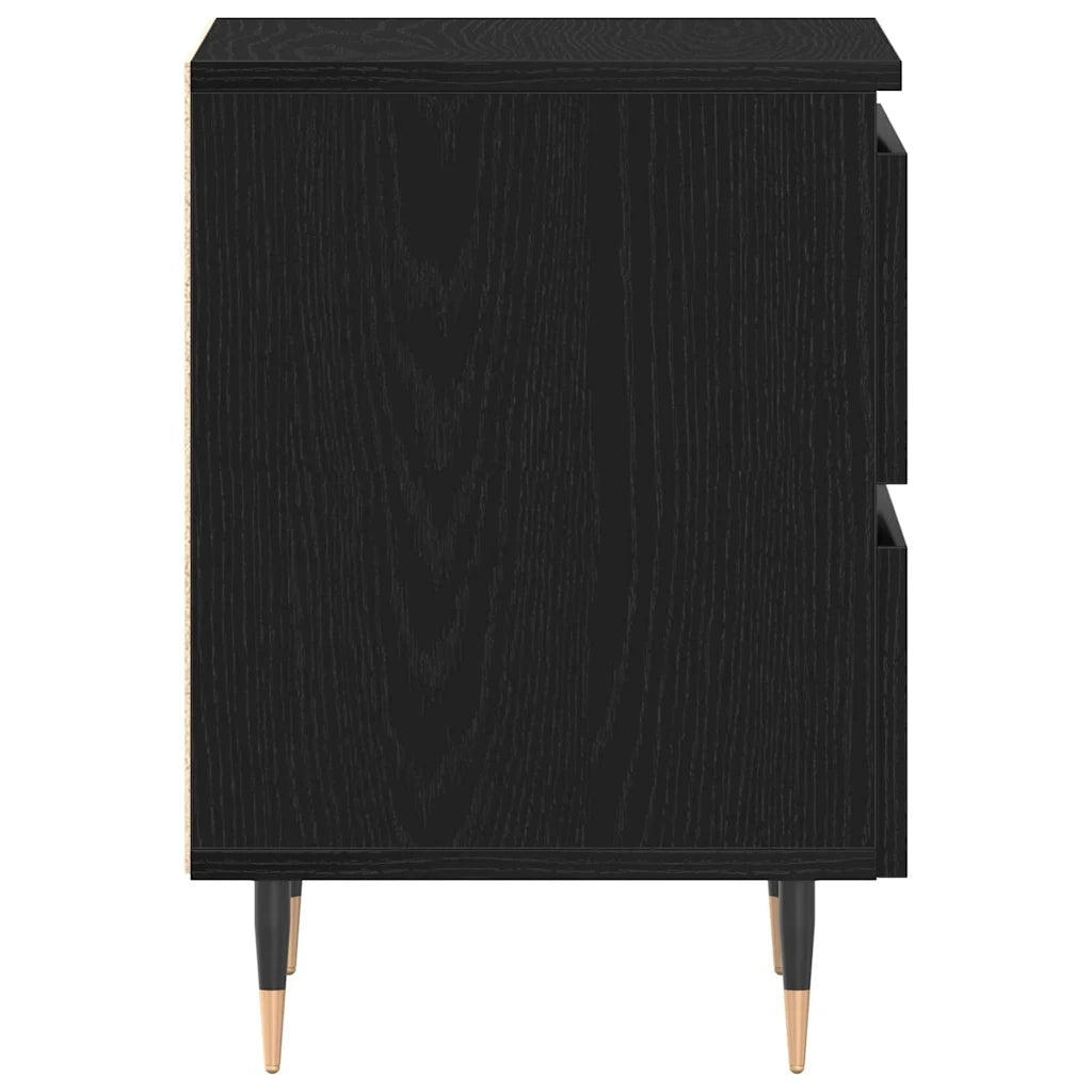Comodino | Armadio da Notte | Mobiletto da notte Rovere Nero 40 x 35 x 50 cm Legno multistrato