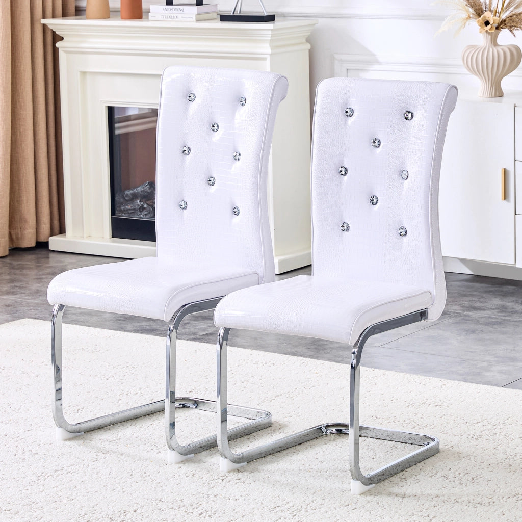 SEDIA da pranzo in PVC bianco e metallo cromato 75,5x46,5x44 cm