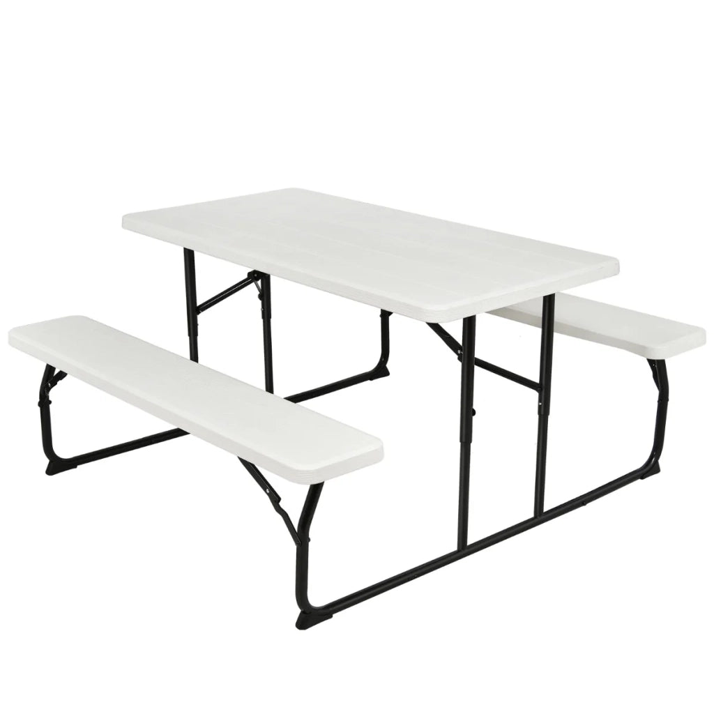Tavolo da picnic pieghevole 136 x 70 x 73 cm per 4-6 persone design elegante in HDPE bianco 20_0017447