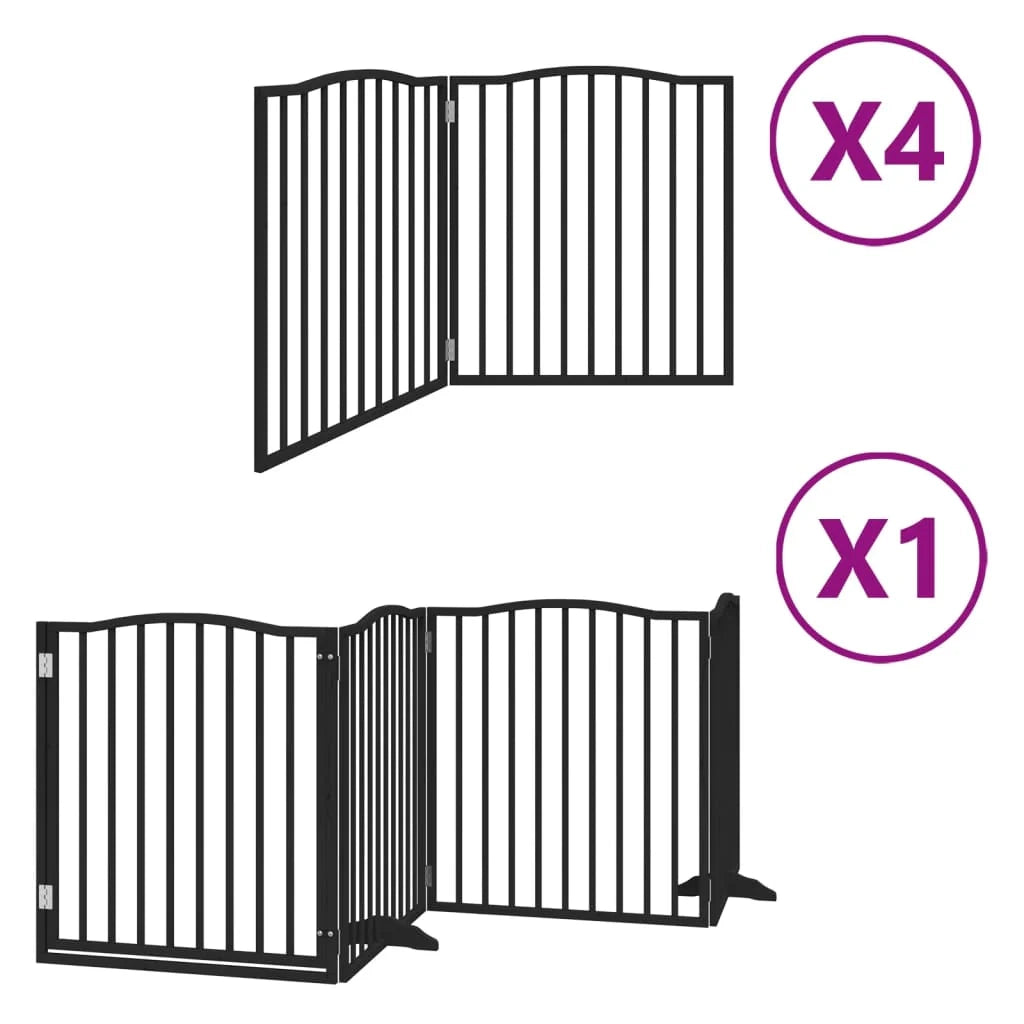 Cancelletto di sicurezza per animali domestici porta pieghevole 12 pannelli legno di pioppo nero 02_0023189