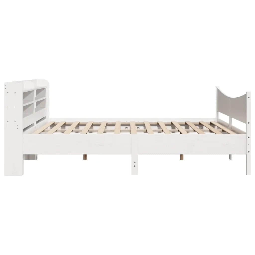 Giroletto con Testiera Bianco 200x200 cm Legno Massello di Pino 3307033