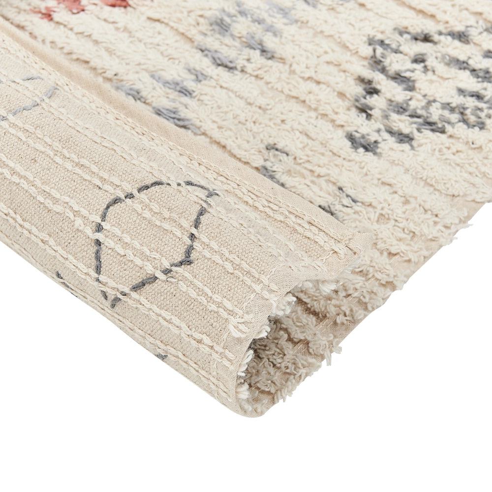 Tappeto in cotone beige 160 x 230 cm minimalista fatto a mano motivo geometrico soggiorno camera da letto