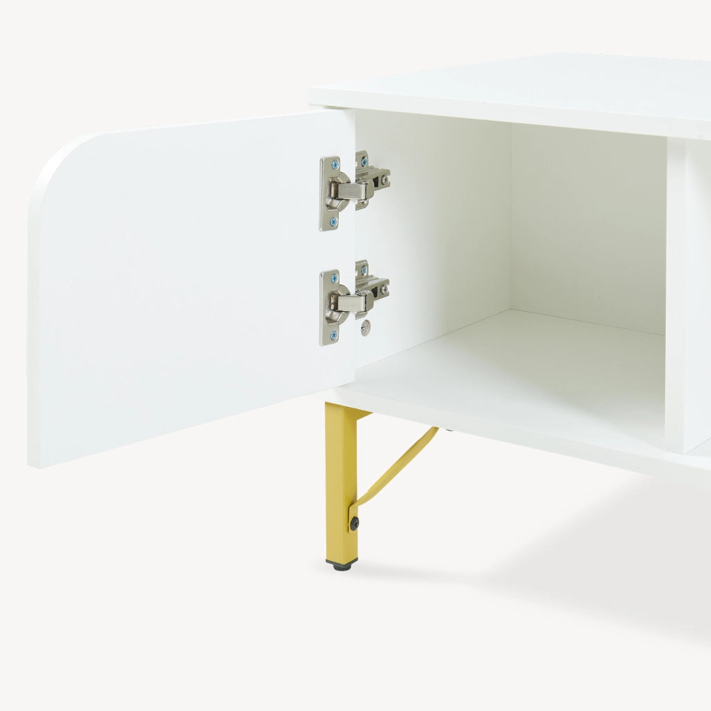 Tavolino Centrale da Salotto Reyri Tavolo Basso con Scomparti e Anta 80x45x42 cm Bianco / color Oro [en.casa]