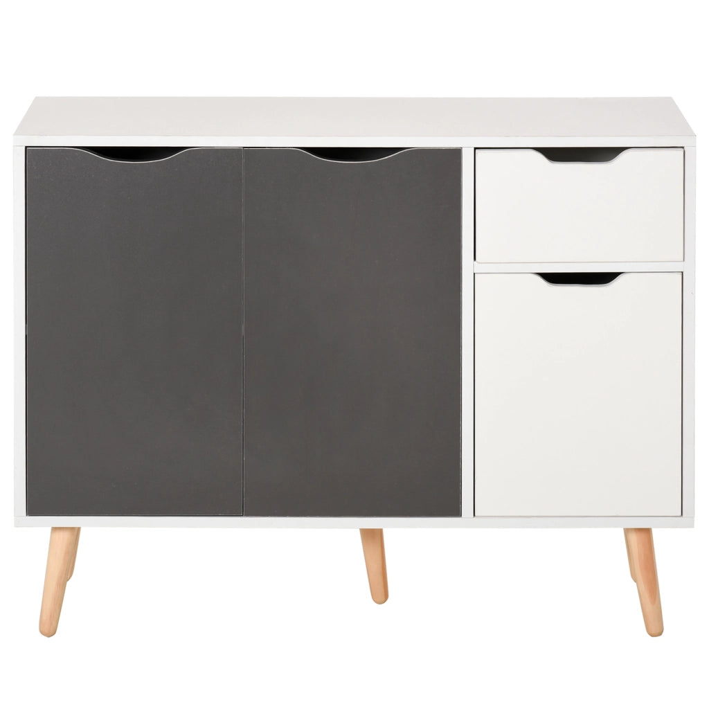 Armadio con 3 ante e cassetto ¨C zephmum ¨C 90x30x72 cm bianco grigio