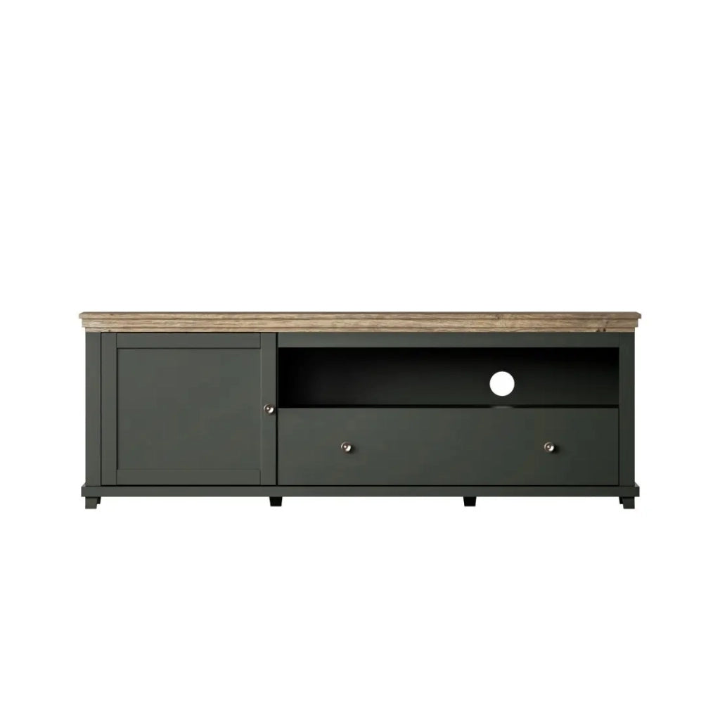 Set di 5 mobili per il tuo soggiorno in color verde e rovere. Collezione ASSIA.