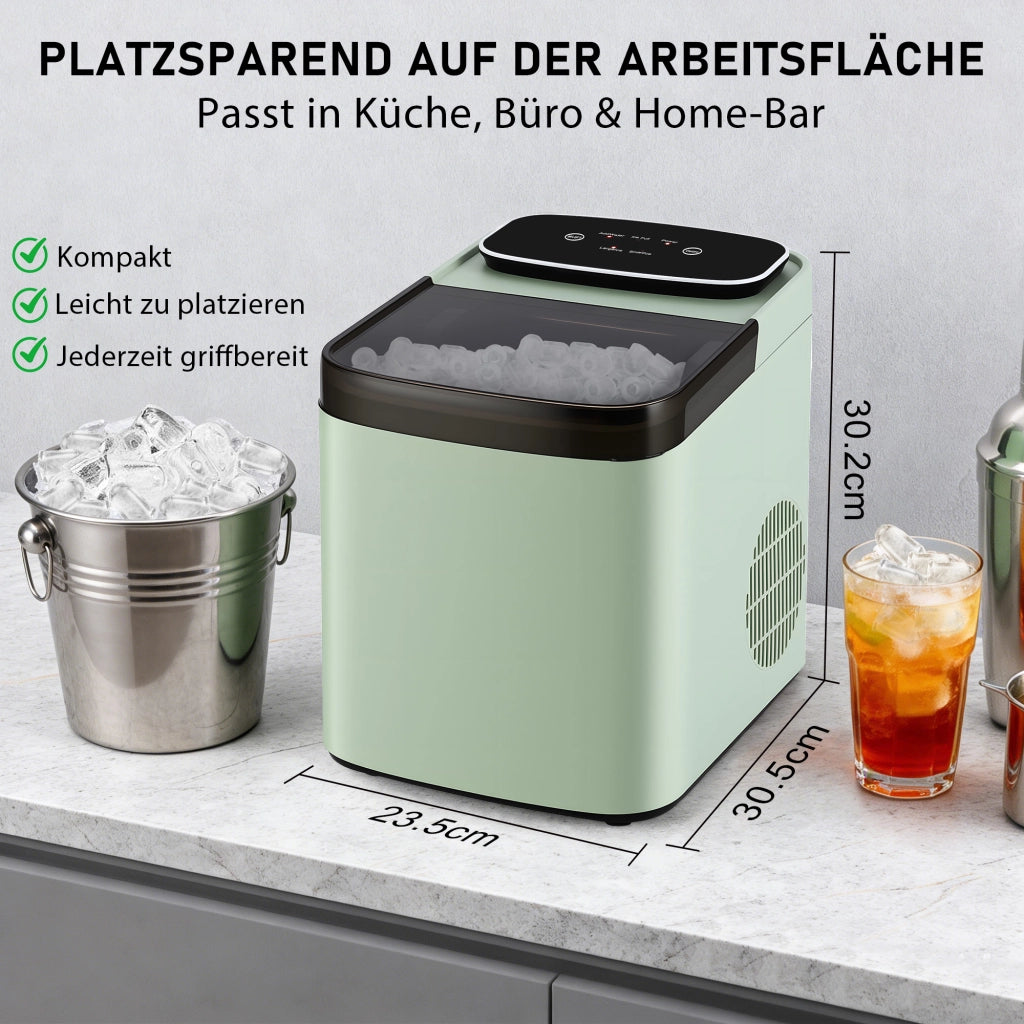 ZMH Macchina per il ghiaccio verde capacità 1.3L 9 cubetti di ghiaccio in 6 minuti 14 kg/24 ore silenzioso per cucina