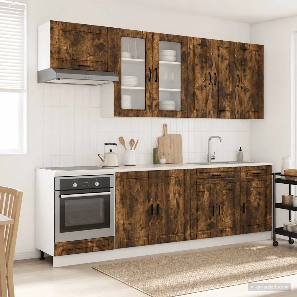 Unità Cucina PORTO 8 pcs Rovere Fumo Legno ingegnerizzato 3438178