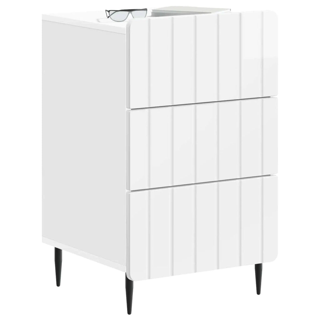 Armadio da Notte con cassetto Bianco Lucido 43x 41 x 68 cm 894329