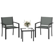 Set tavolo e sedie da giardino 3 pezzi ¨C Xylo ¨C 2 sedie textilene, piano vetro temperato grigio chiaro