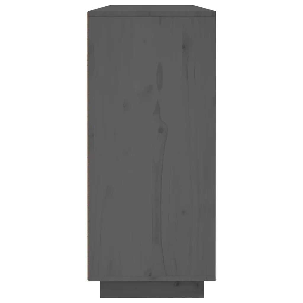 Credenza Grigia 120x35x80 cm in Legno Massello di Pino 814496