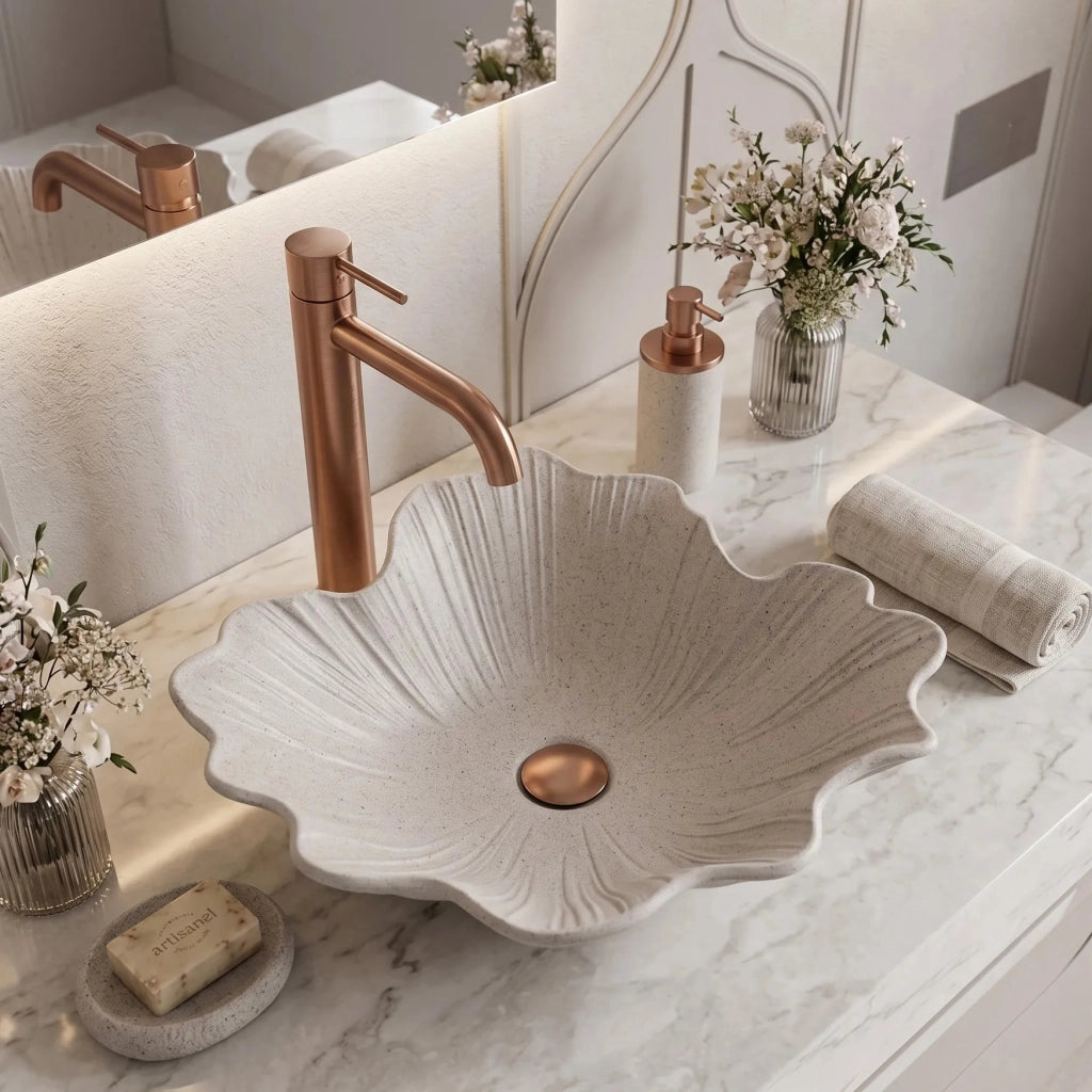 Lavabo Da Appoggio Rea Flower Grey
