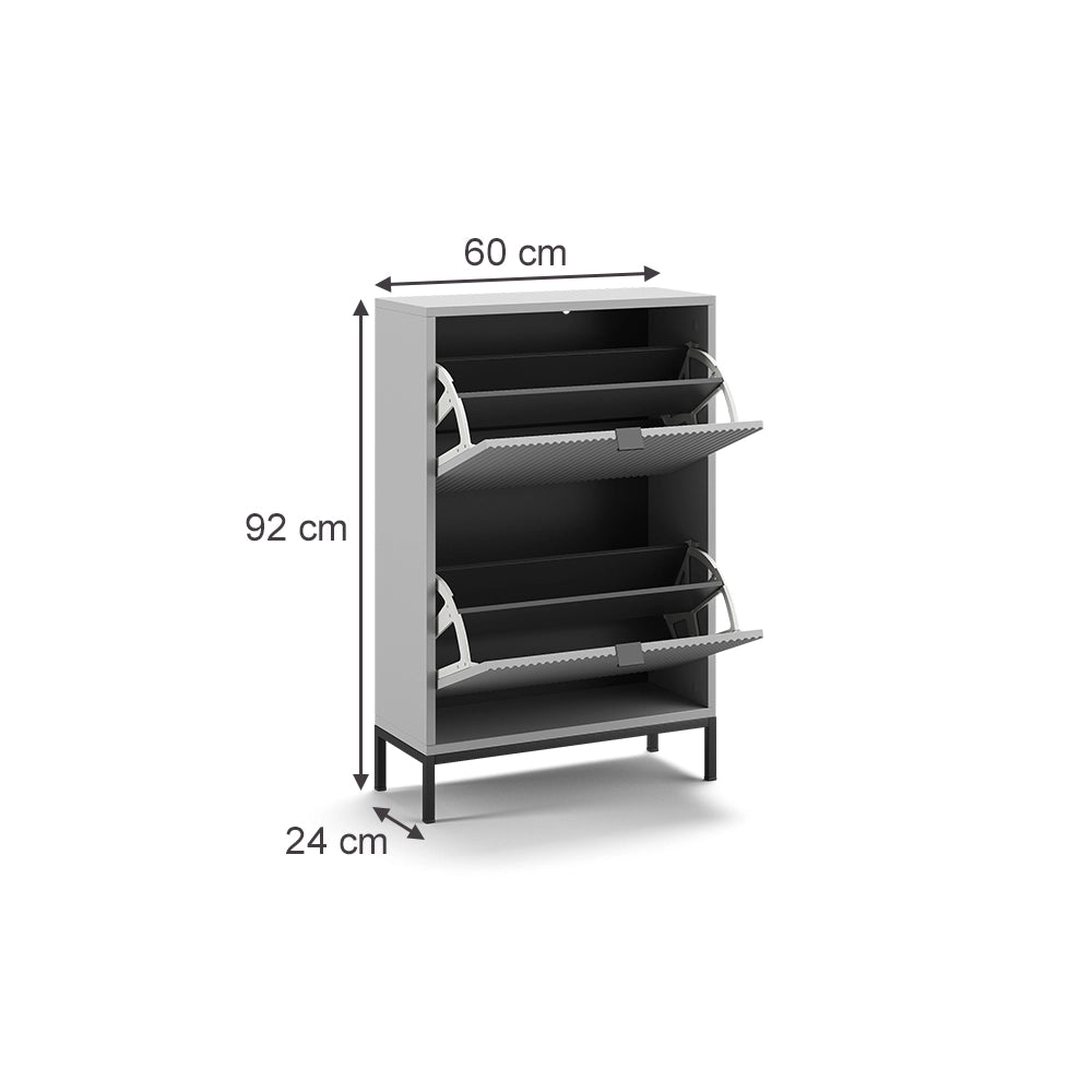 Vicco Scarpiera da ingresso Grigio 60 x 92 cm con 2 cassetti pieghevoli