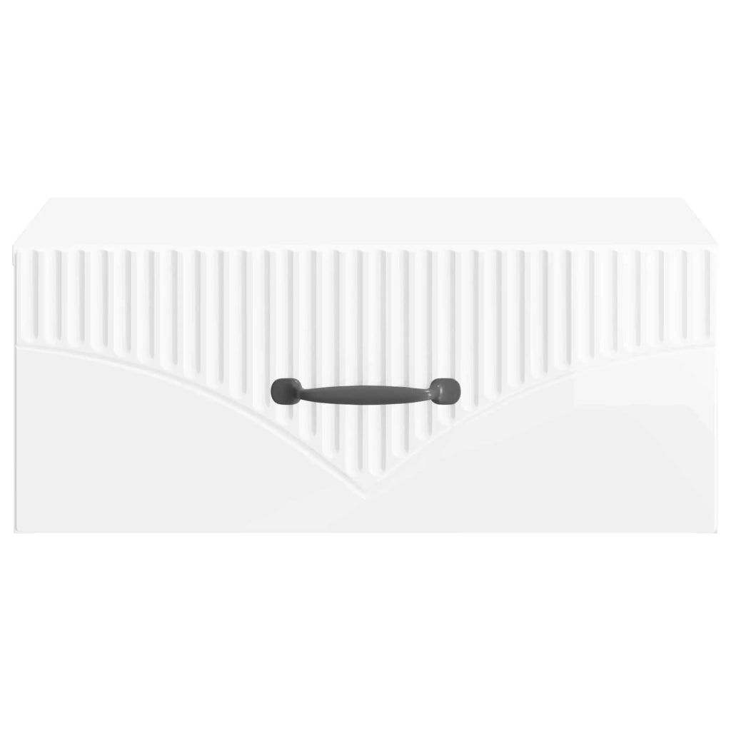Mobiletto da notte a muro Bianco Lucido 49 x 34,5 x 20 cm 898963