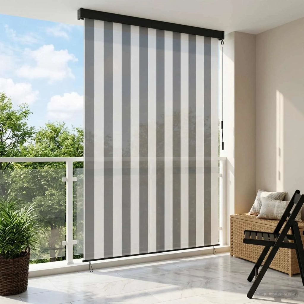 Tenda a rullo Antracite e Bianco 120 x 250 cm 42037185