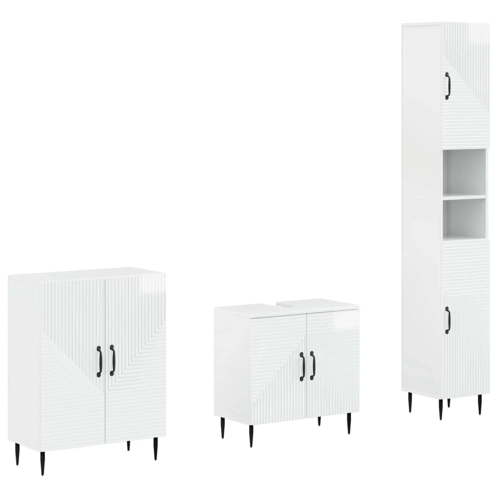 Set di armadietti da bagno in 3 pezzi HAARLEM Bianco Lucido 3417454